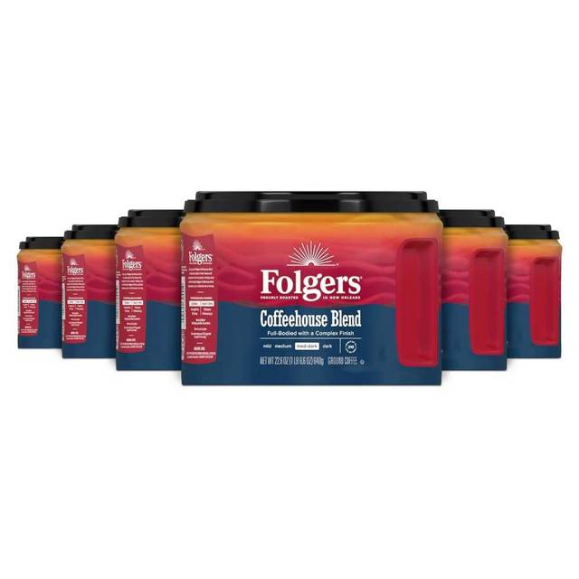 6-Pack Folgers Coffeehouse Blend Medium Dark Roast Ground Coffee, 22.6 oz.