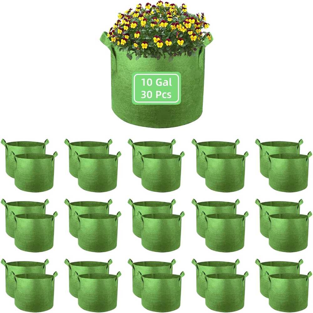 30-Pack Ohiyoo 10-Gallon Fabric Grow Bags