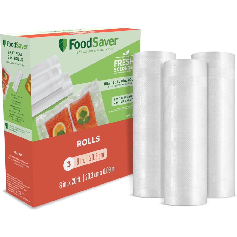 3-Pack FoodSaver Vacuum Sealer Bag Rolls (8" x 20')