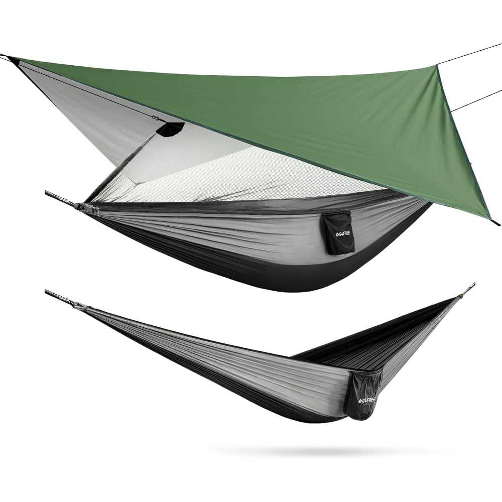 G4Free Camping Hammock w/ Mosquito Net & Rainfly Tarp