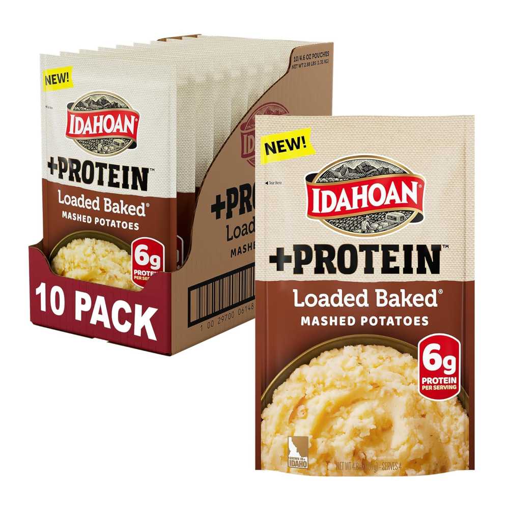 10-Pack Idahoan Loaded Baked +Protein Mashed Potatoes, 4.6 oz.