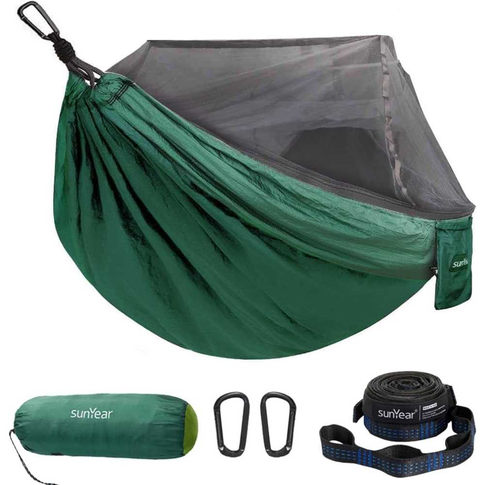 Sunyear Double Camping Hammock w/ Net (118" x 71")