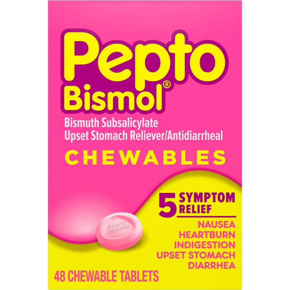 48-Pack Pepto Bismol 5-Symptom Chewable Tablets, 8 oz.
