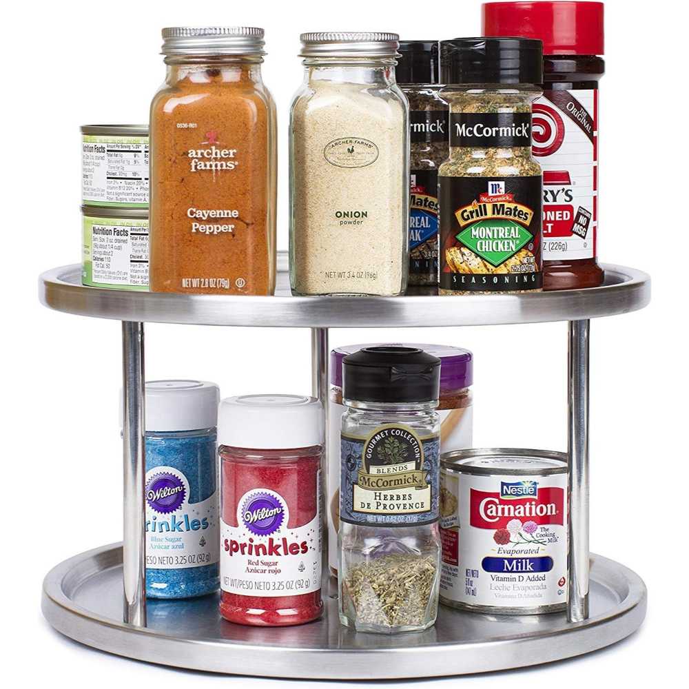 Simpli-Magic 2-Tier 10" Stainless Steel Lazy Susan Organizer