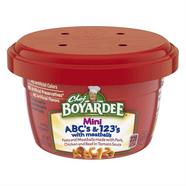 12-Pack Chef Boyardee Mini ABC's & 123's w/ Meatballs Microwavable Bowl, 7.5 oz.