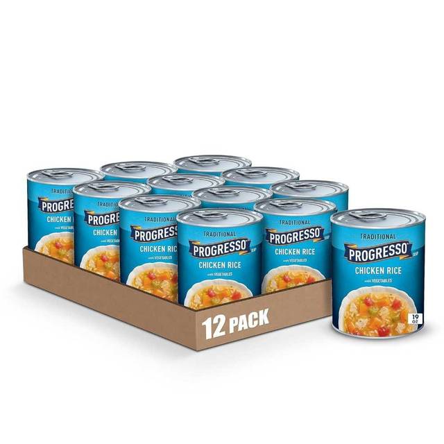 12-Pack Progresso Chicken Rice w/ Vegetables Canned Soup, 19 oz.