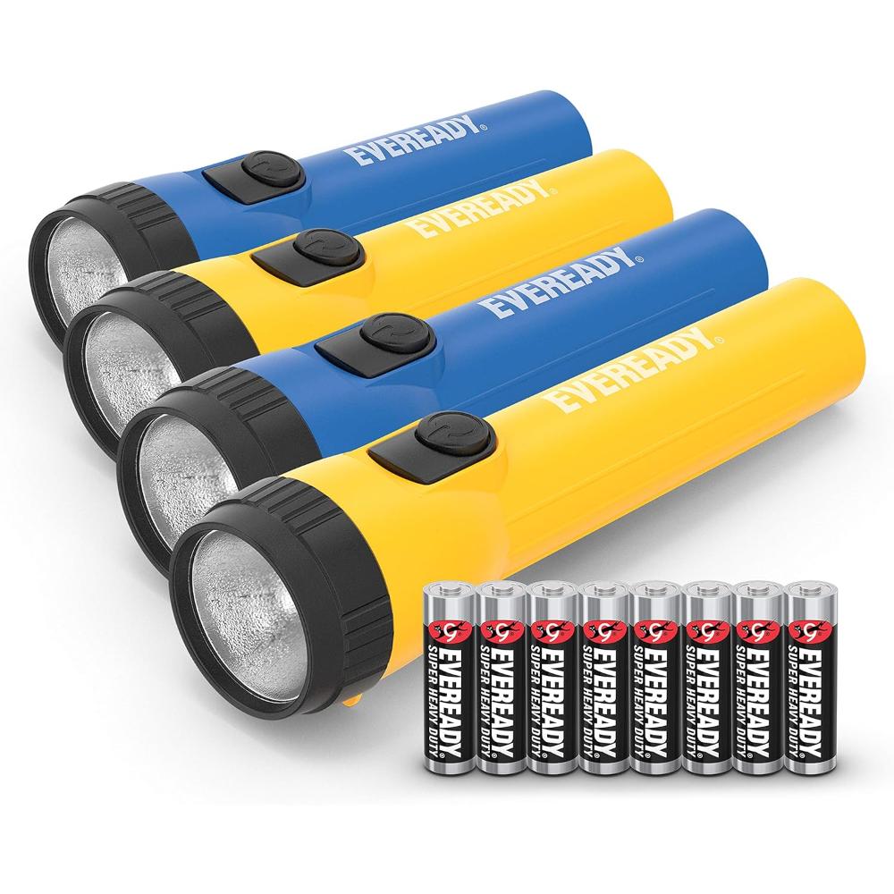 4-Pack Eveready LED Flashlights w/ 8x AA Batteries