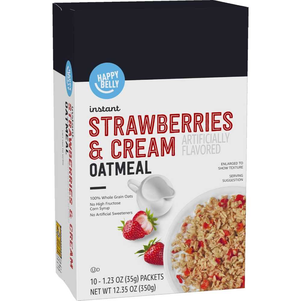 10-Pack Happy Belly Instant Oatmeal Packets (Strawberries & Cream)