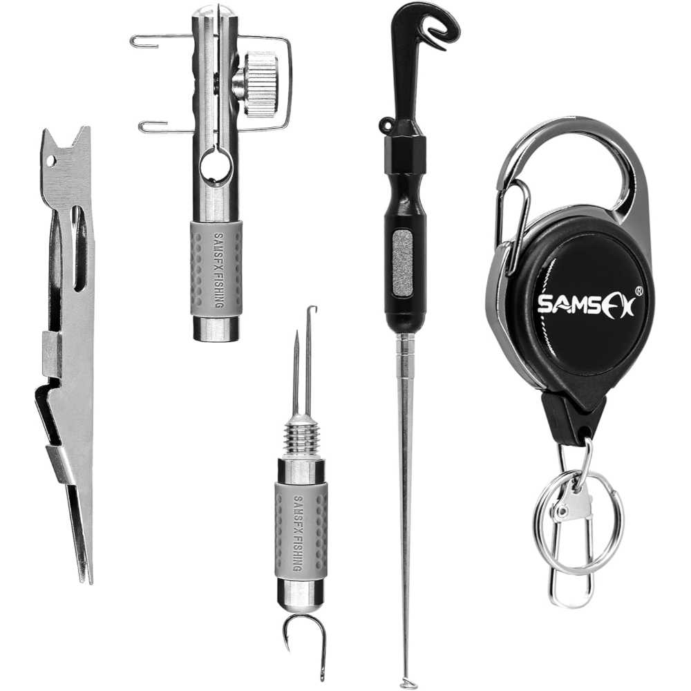 SAMSFX Hook Tier, Knot Tying Tool, Loop Tyer, Hook Remover & Zinger Retractors Combo