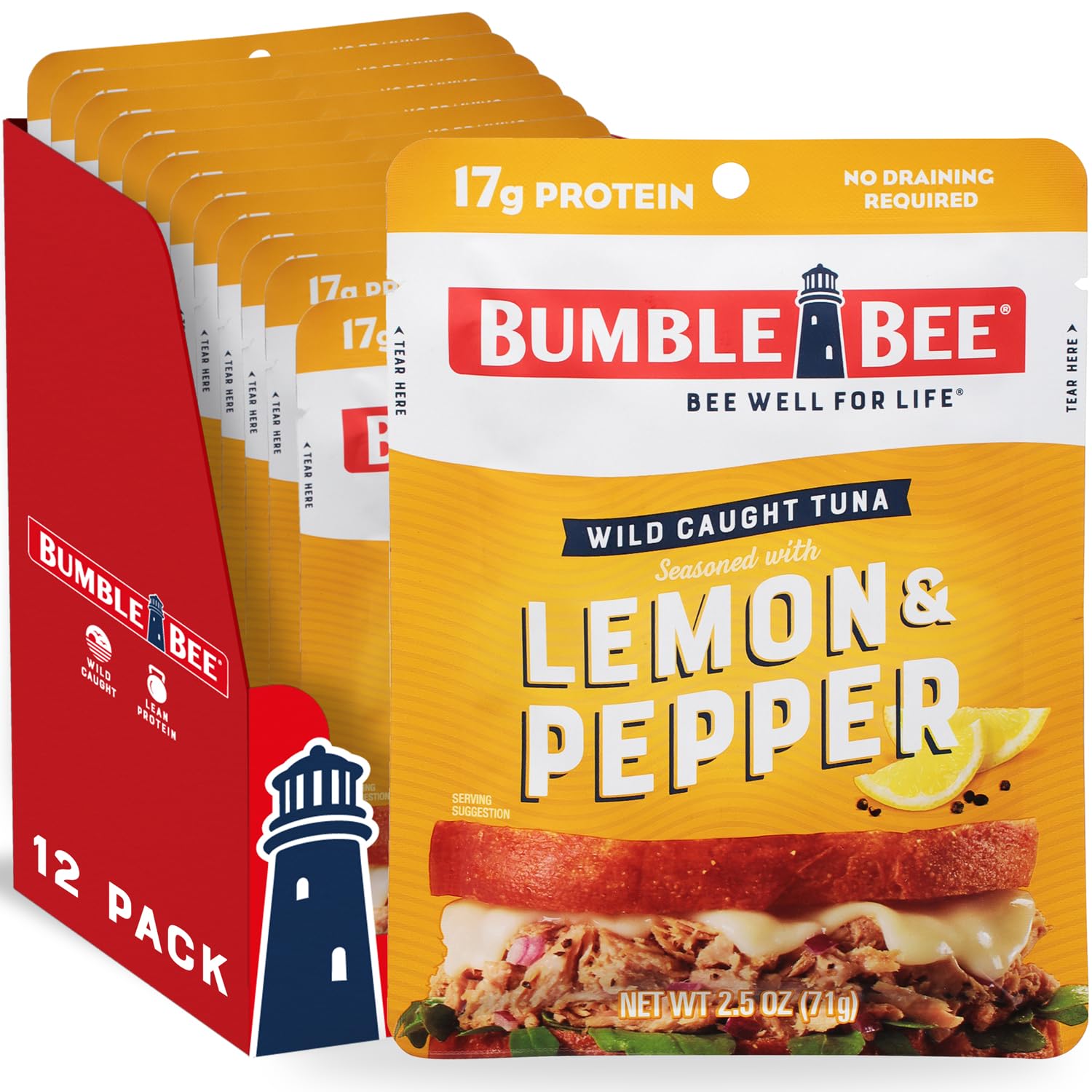12-Pack Bumble Bee Lemon & Pepper Seasoned Tuna, 2.5 oz