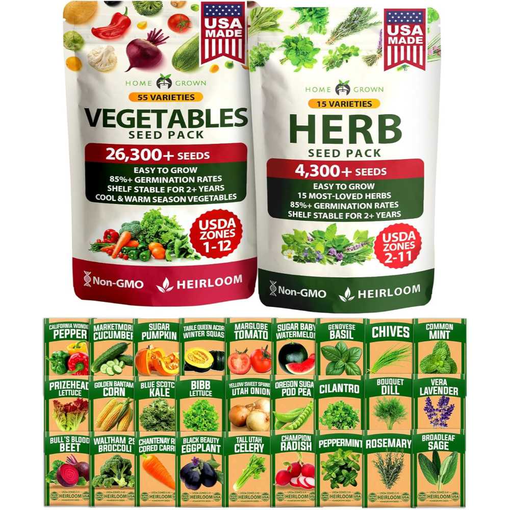 Home Grown 70-Variety 30,600+ Vegetable & Herb Seeds