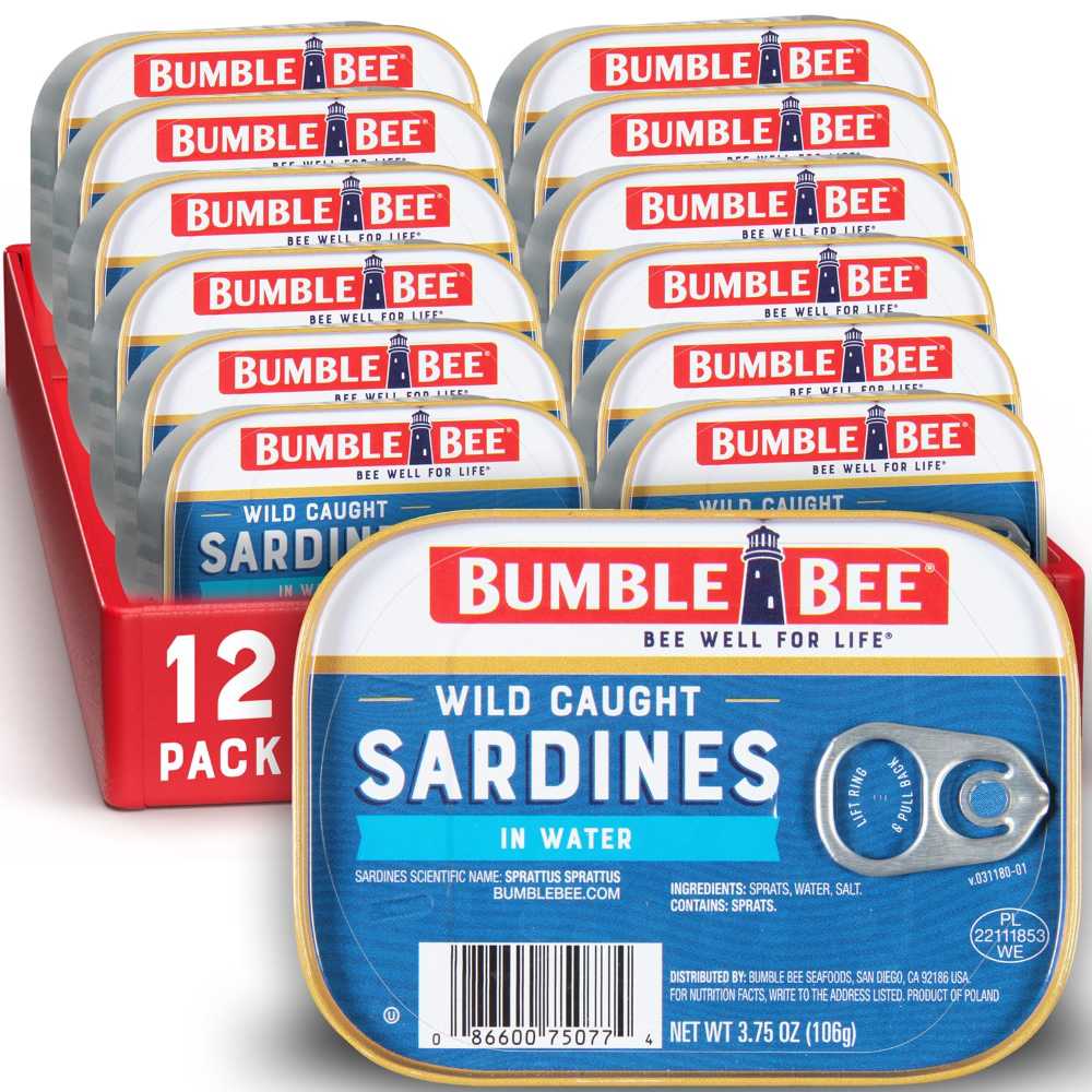 12-Pack Bumble Bee Sardines in Water, 3.75 oz.