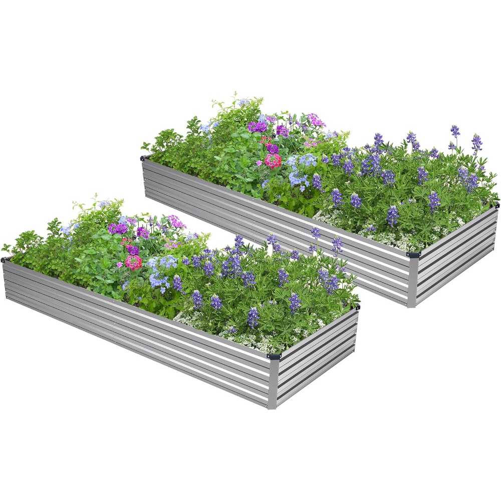 2-Pack Easllre Galvanized Raised Garden Bed (7' x 3' x 1')