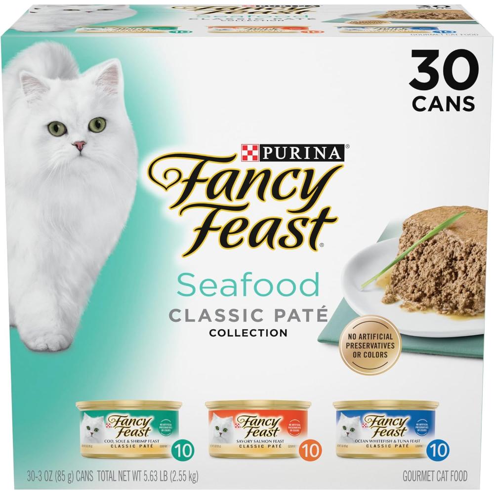 30-Pack Purina Fancy Feast Seafood Classic Pate Collection, 3 oz.