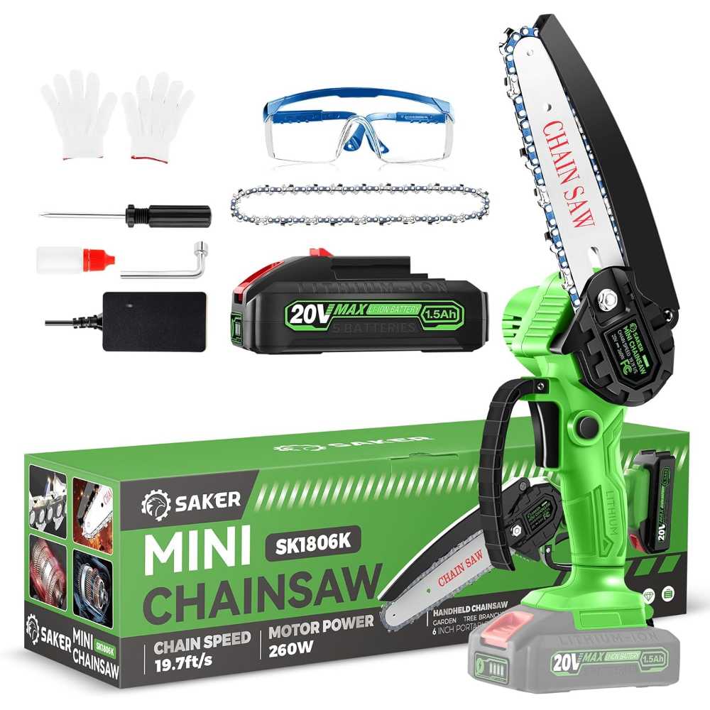 Prime Members: Saker 6" Cordless 20V Mini Chainsaw w/ 1.5Ah Battery