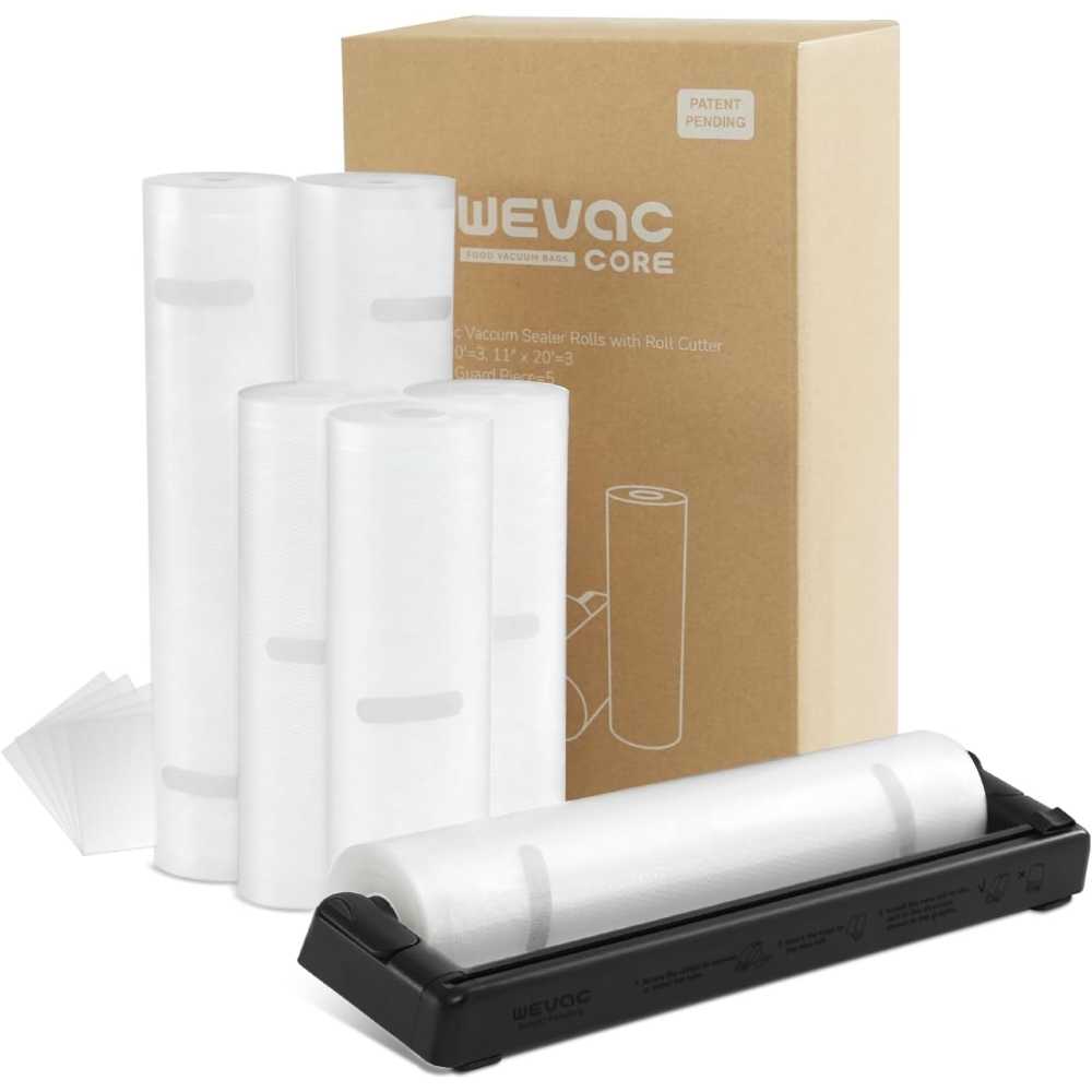 Prime Members: 6-Pack Wevac Vacuum Sealer Bag Rolls (11" x 20' + 8" x 20') w/ Bag Cutter