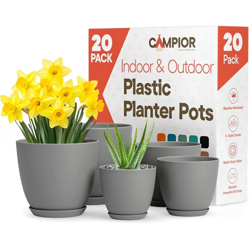 20-Pack Campior Plastic Plant Pots w/ Drainage