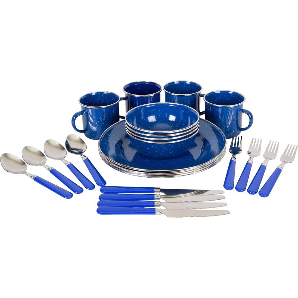 Stansport 24-Piece Enamel Camping Tableware Set