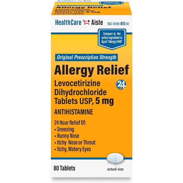 80-Pack HealthCareAisle Allergy Relief Levocetirizine Dihydrochloride 5 mg Tablets