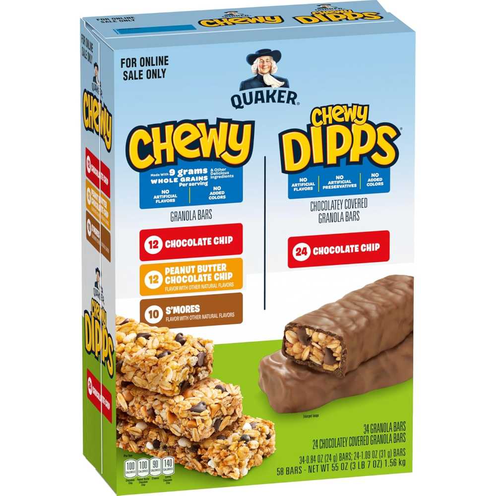 Prime: 58-Pack Quaker Chewy Granola Bars (4 Flavor Variety Pack)