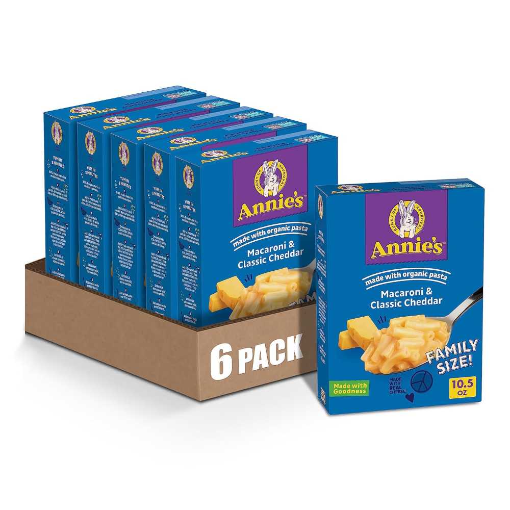 6-Pack Annie’s Classic Cheddar Mac & Cheese Dinner w/ Organic Pasta, Family Size 10.5 oz.
