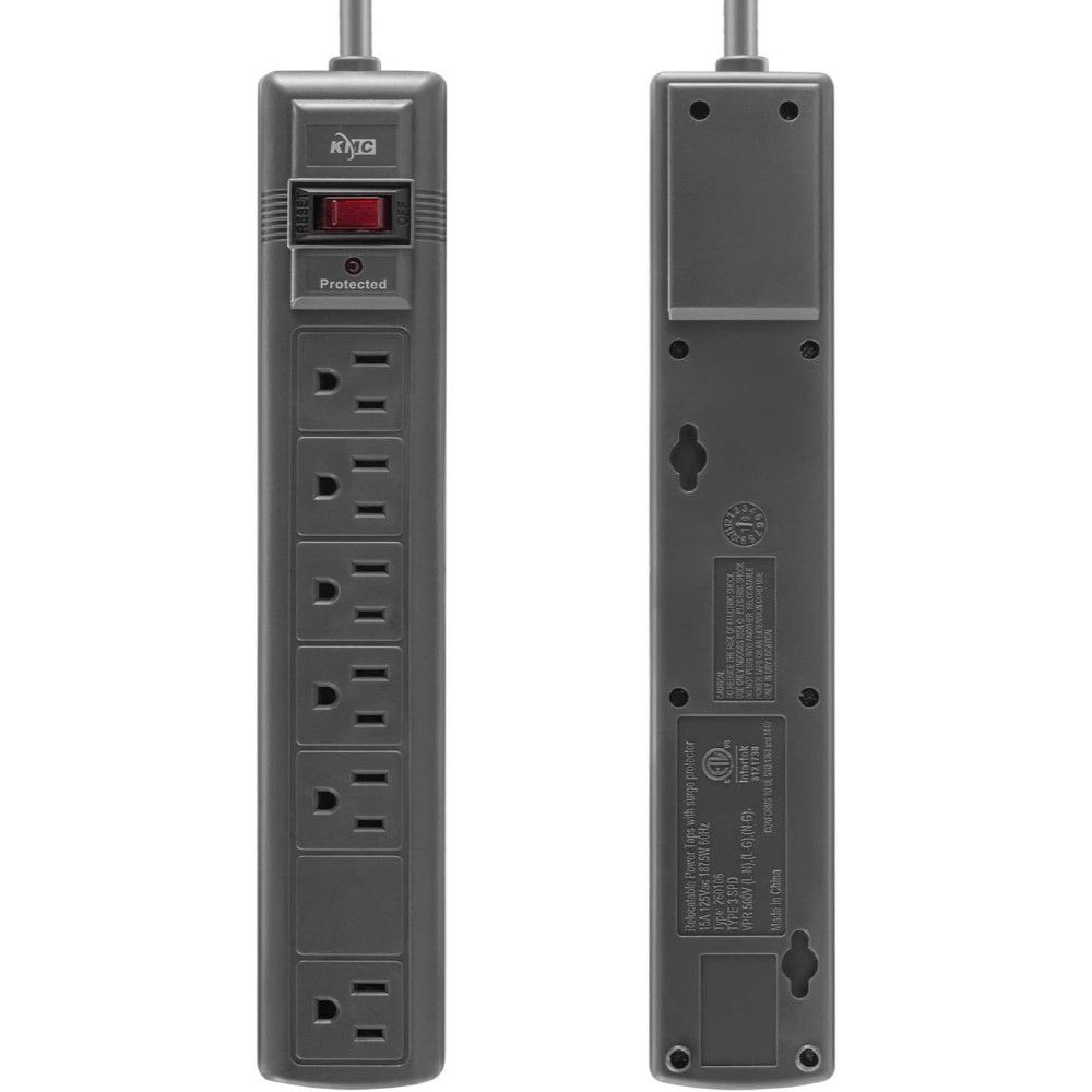 2-Pack KMC 6-Outlet 1200 Joules Surge Protector w/ 6' Cord