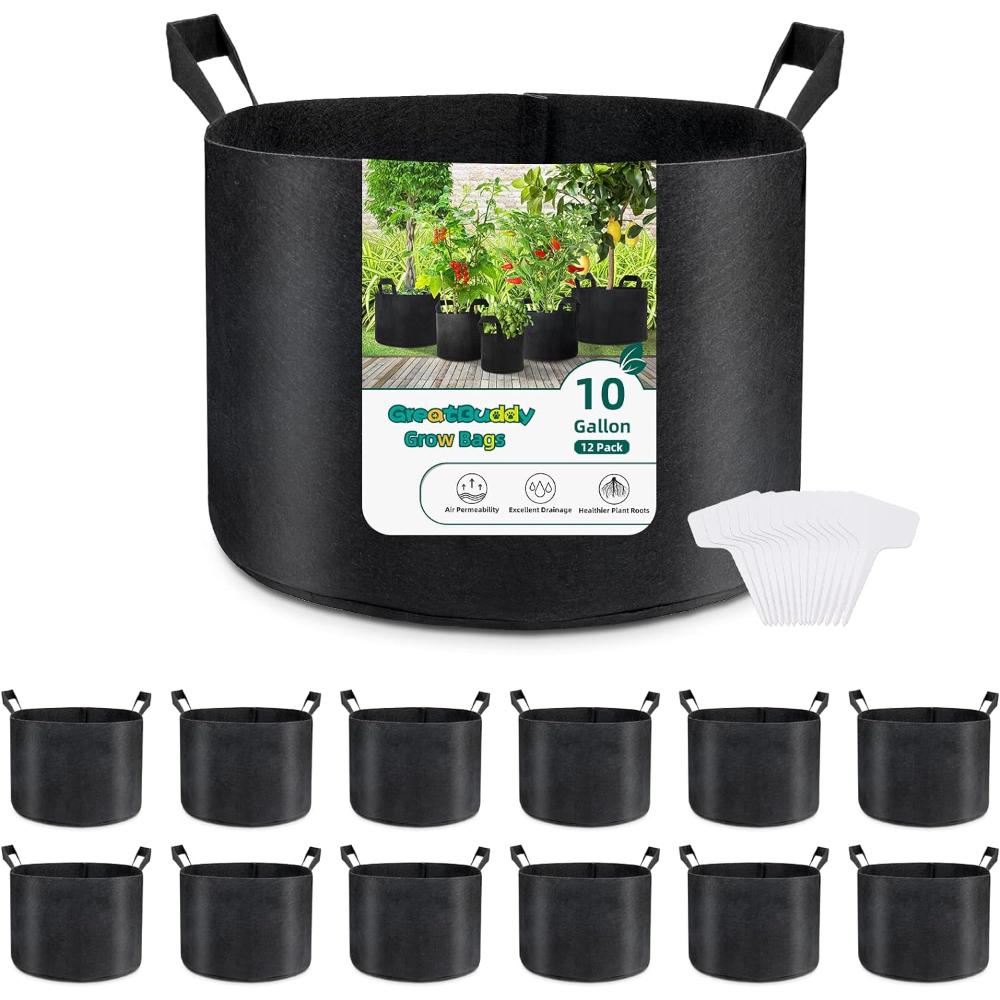 12-Pack GreatBuddy 10-Gallon Fabric Grow Bags