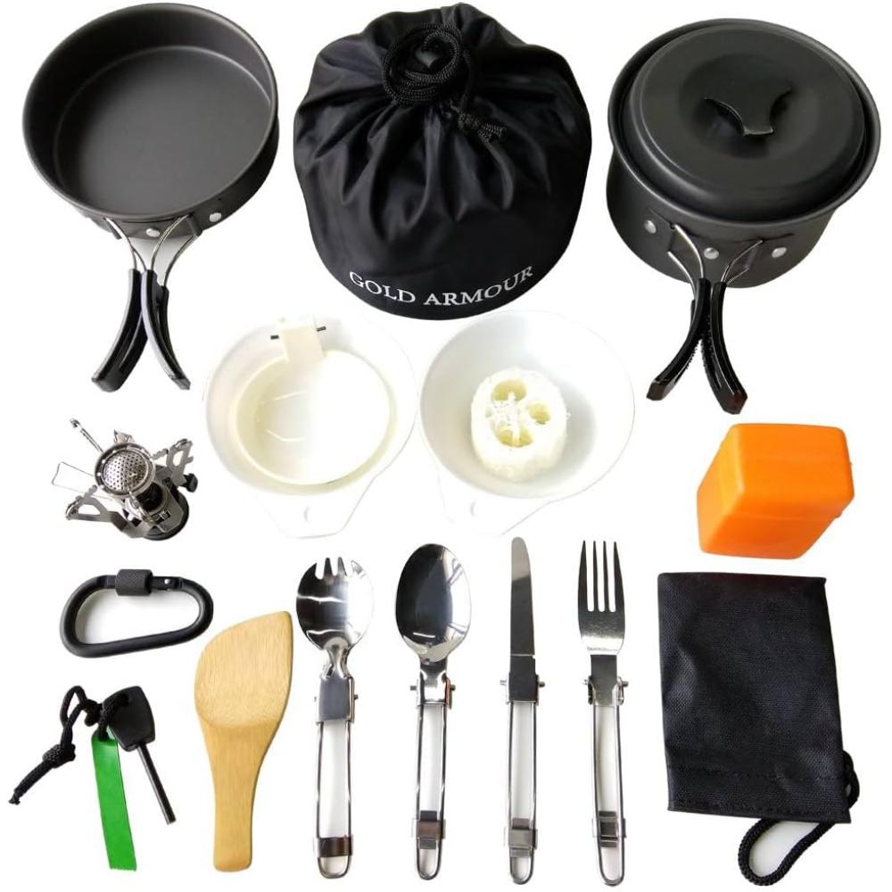 Gold Armour 17-Piece Camping Cookware and Mess Kit