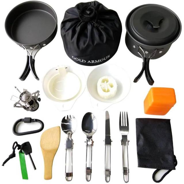 Gold Armour 17-Piece Camping Cookware and Mess Kit