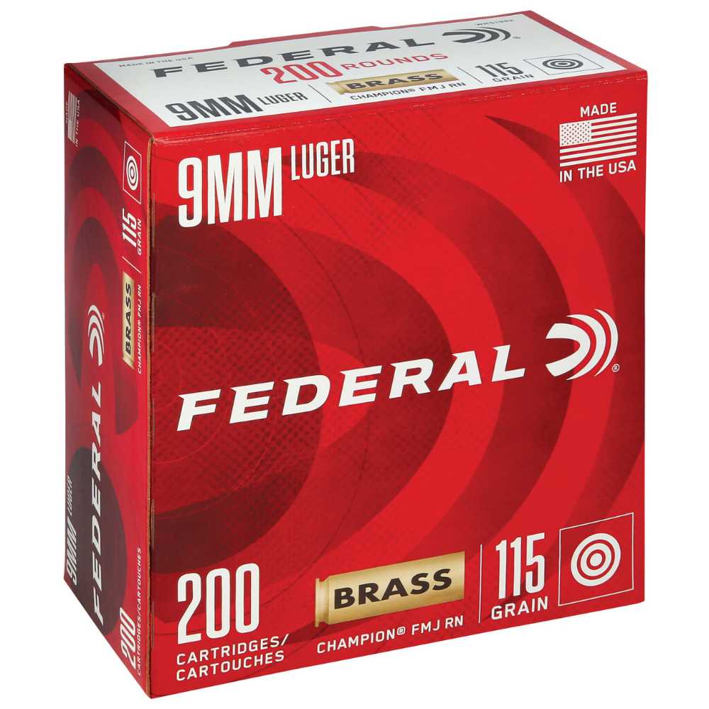 1000-Rounds Federal Champion 9mm FMJ 115 Grain ($0.229 CPR)