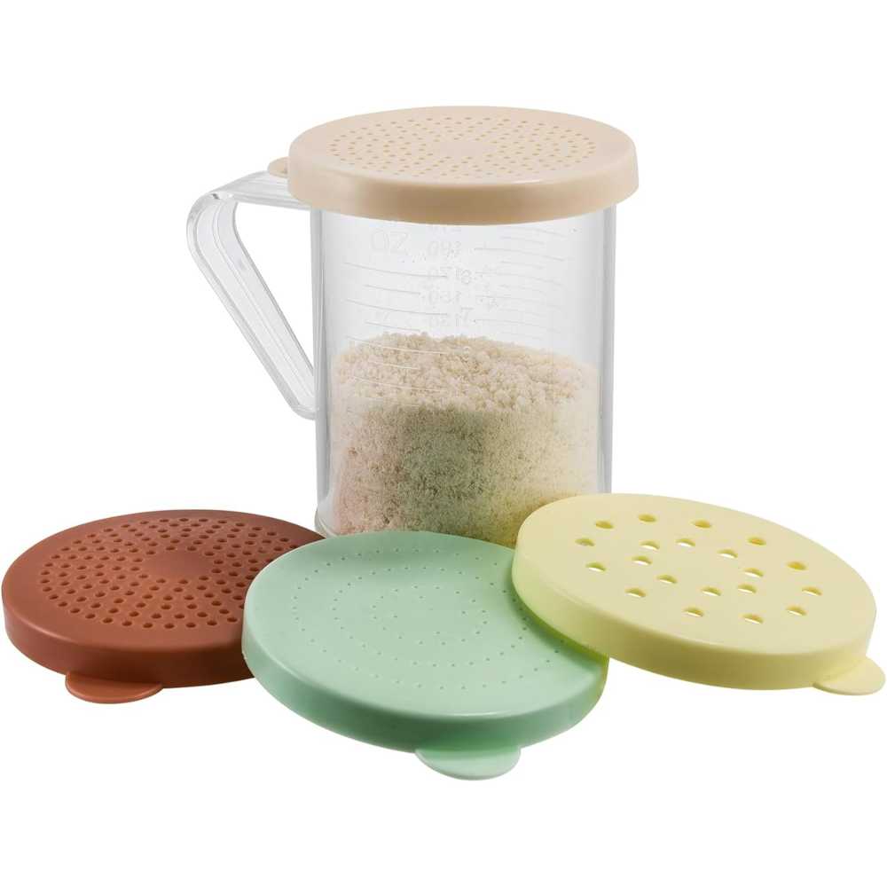 Winco 10 oz. Dredge w/ 4x Snap-On Lids