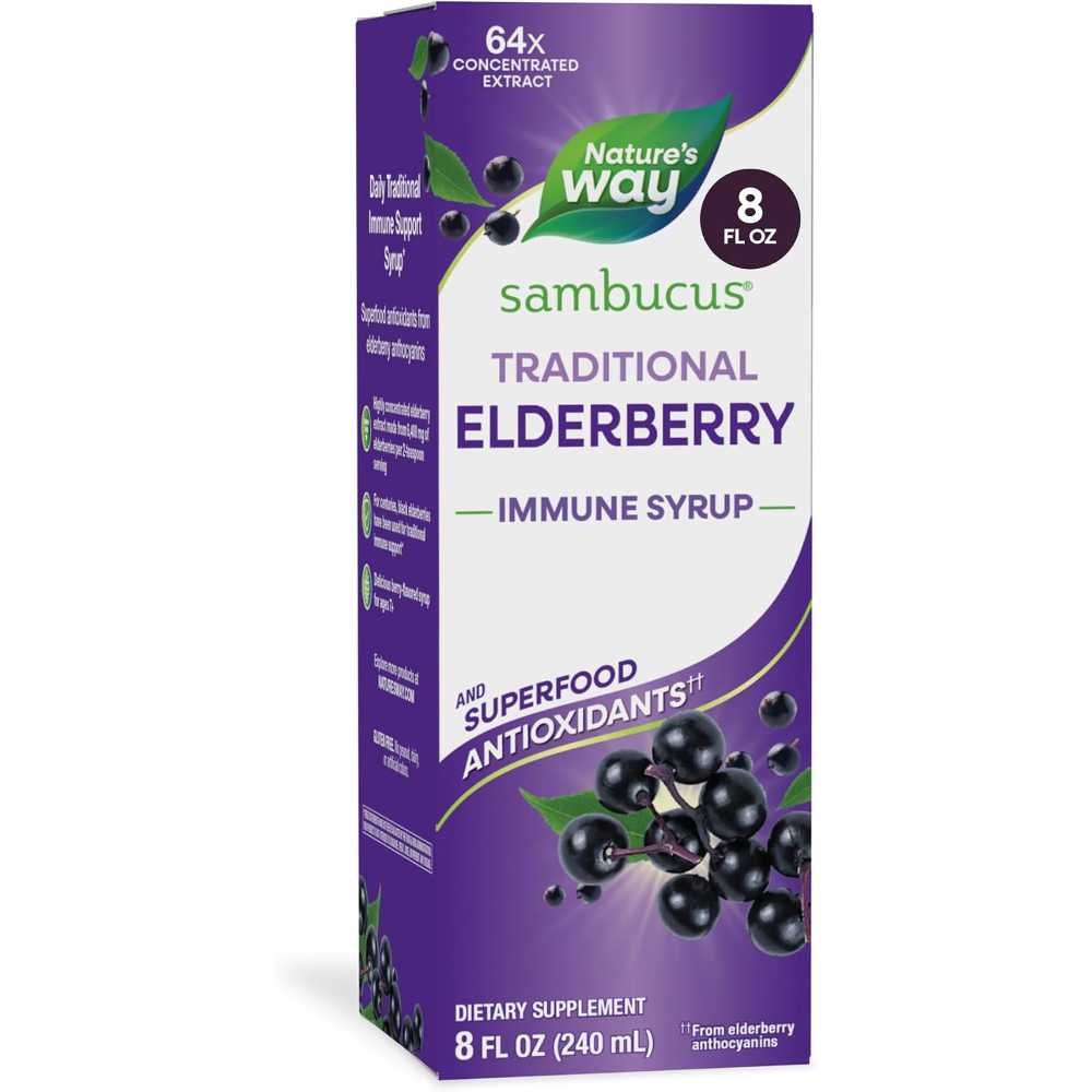 Nature’s Way Sambucus Traditional Elderberry Immune Syrup, 8 oz.