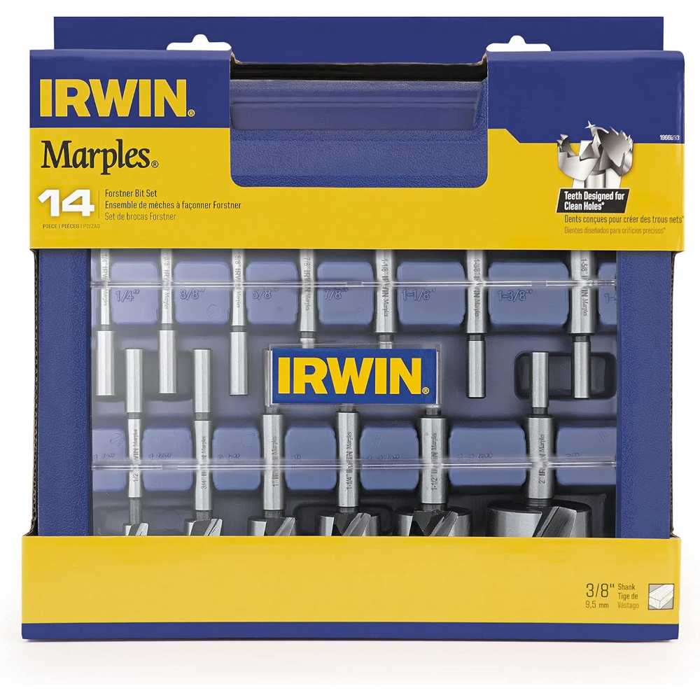 IRWIN Marples 14-Piece Forstner Bit Set for Wood Drilling