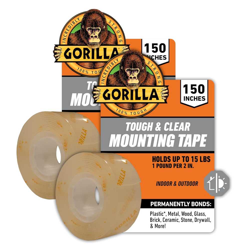 2-Pack Gorilla Heavy Duty Weatherproof Double-Sided Mounting Tape (1" x 150")