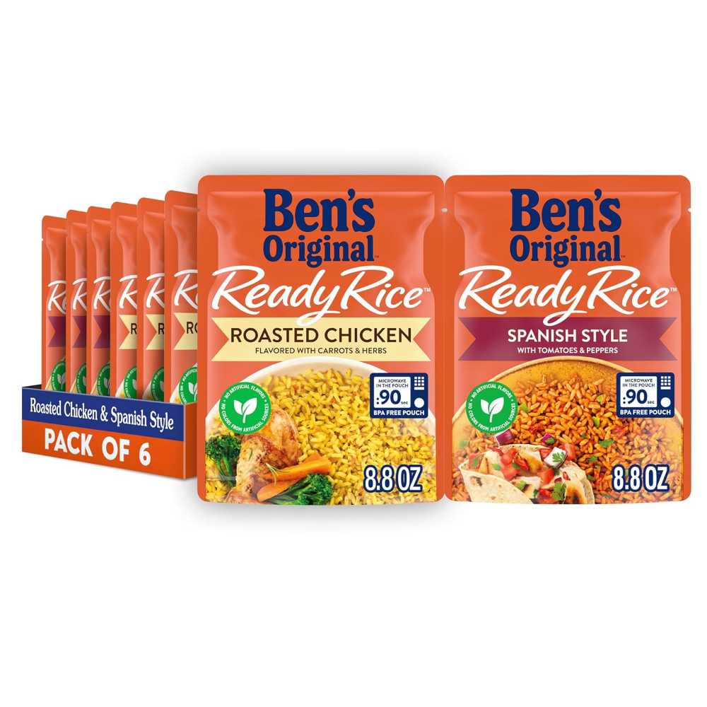 6-Pack Ben's Original Ready Rice, 8.8 oz. (Roasted Chicken and Spanish Style)
