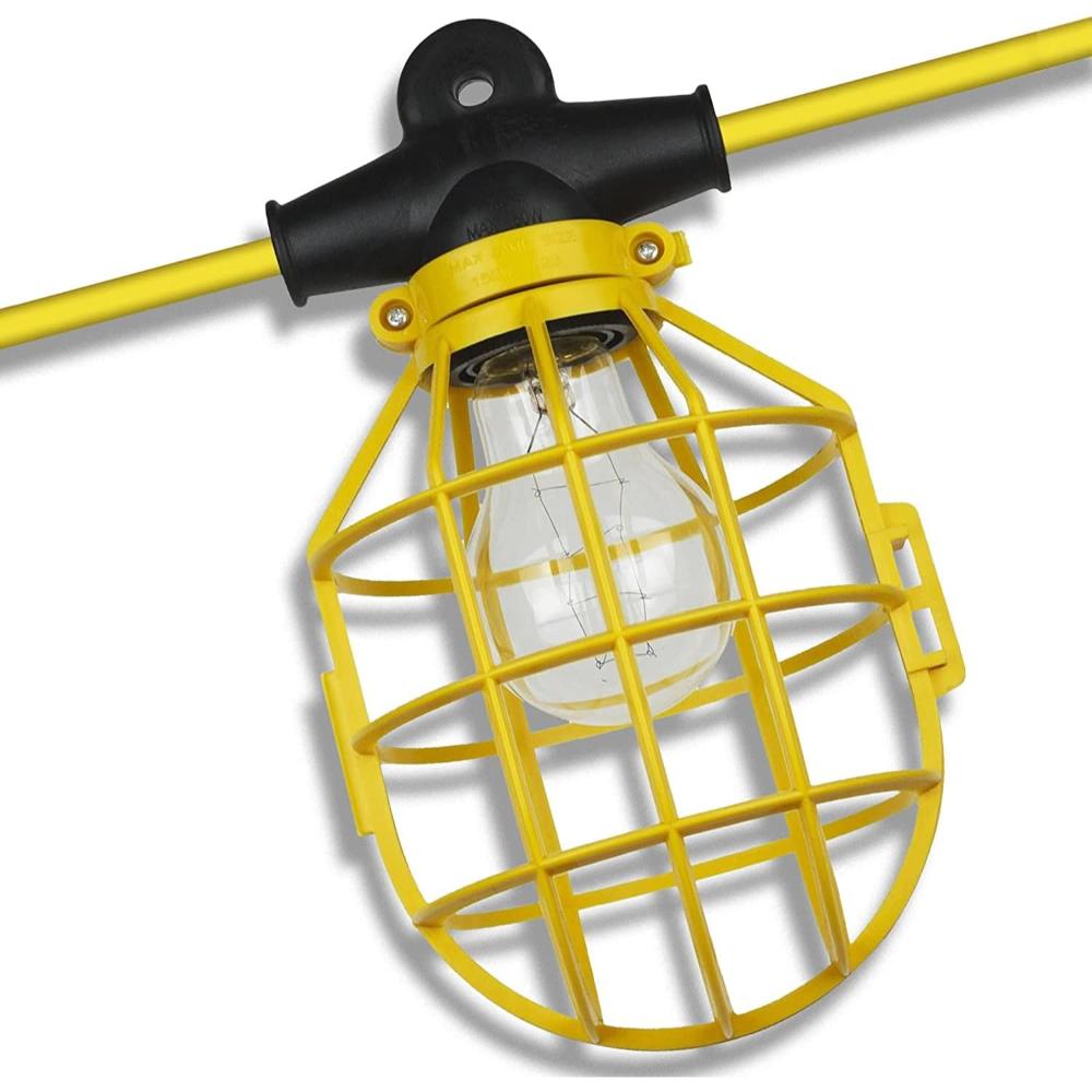Laborate Lighting 100' String Work Lights w/ 10 Medium Base Caged Sockets