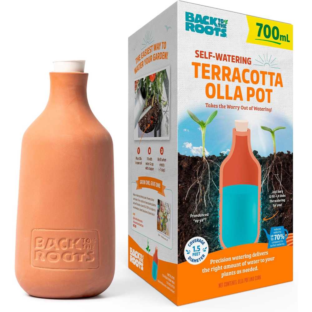 Back to the Roots Self-Watering Terracotta Olla Pot