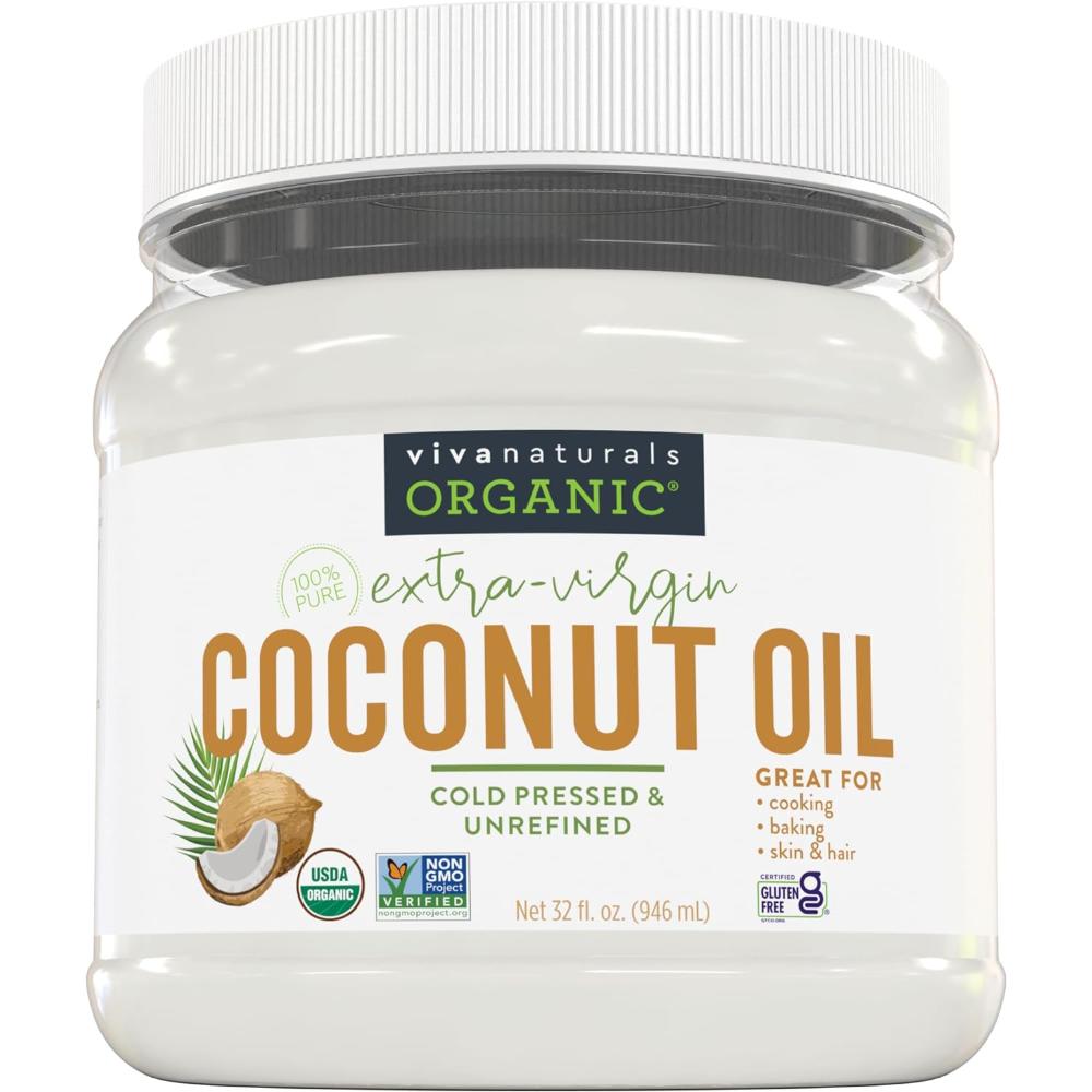 Viva Naturals Organic Coconut Oil, 32 oz. (Unrefined and Cold-Pressed)
