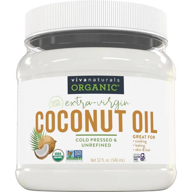 Viva Naturals Organic Coconut Oil, 32 oz. (Unrefined and Cold-Pressed)