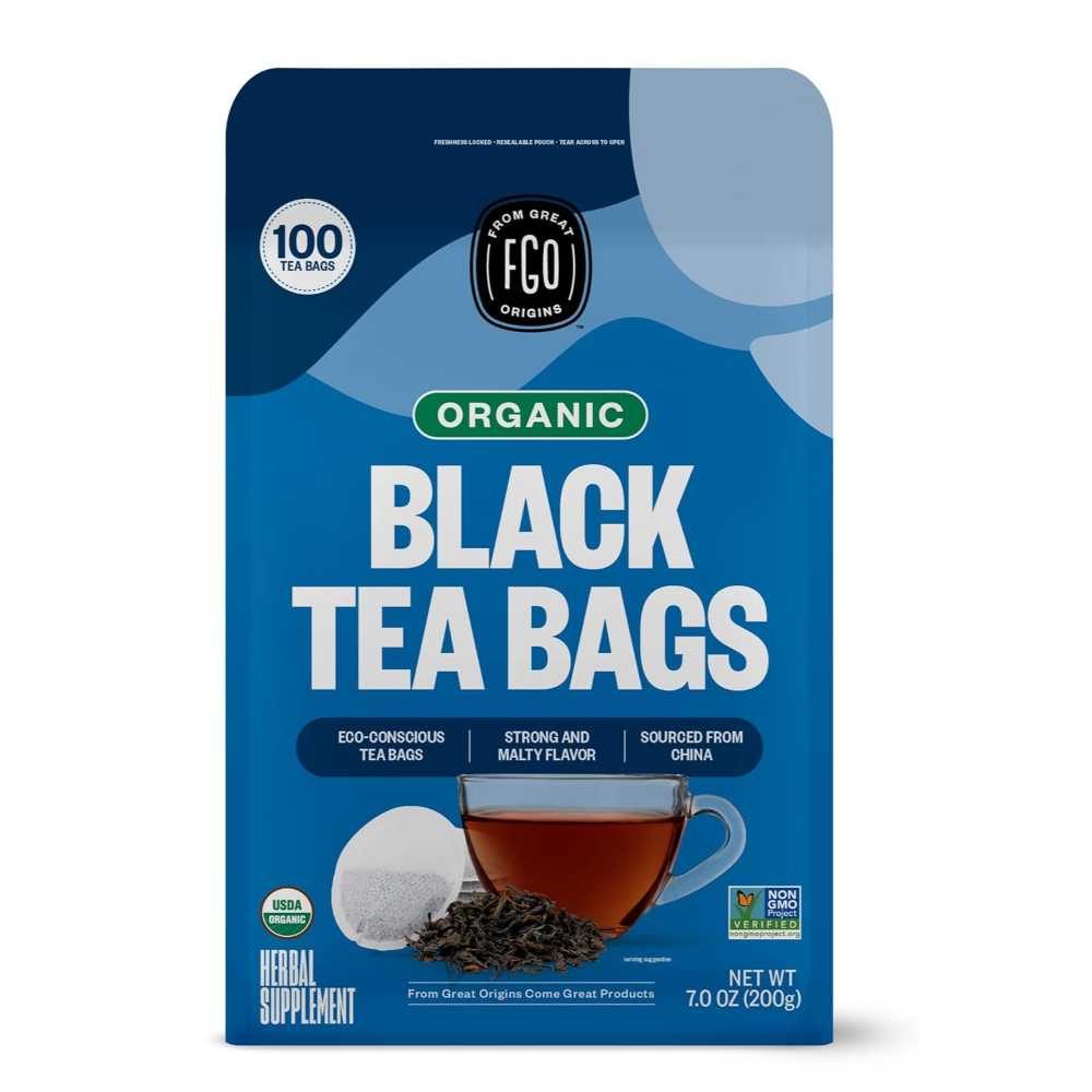 100-Pack FGO Organic Black Tea Bags