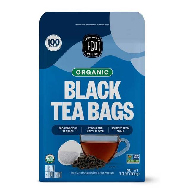 100-Pack FGO Organic Black Tea Bags