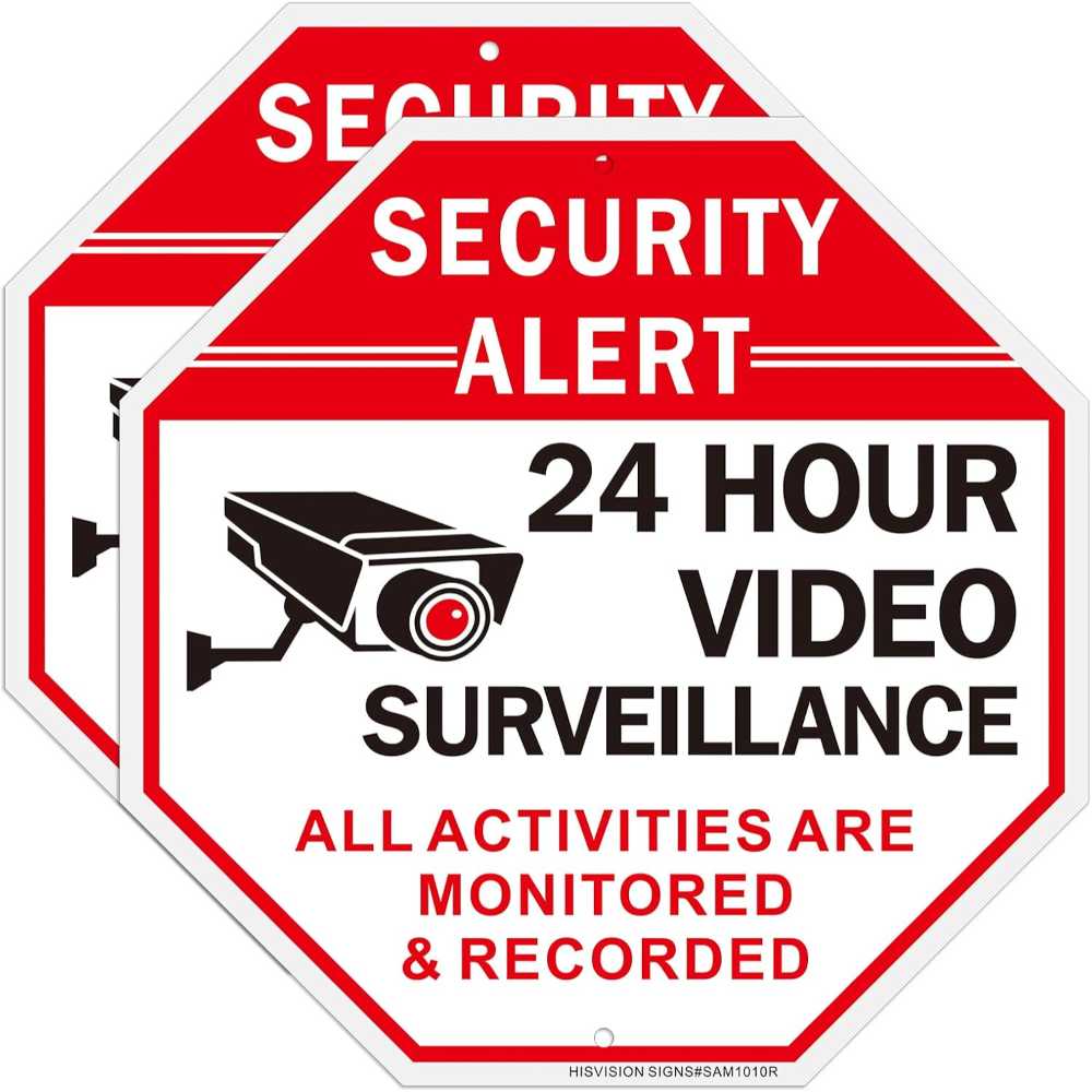 2-Pack Hisvision Aluminum 10" x 10" Video Surveillance Sign