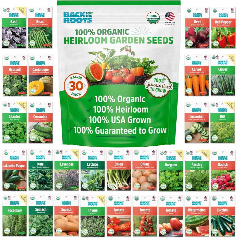 30-Pack Back to the Roots Organic Heirloom Garden Seeds