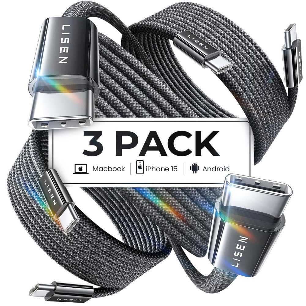 3-Pack Lisen 10' 60W USB-C to USB-C Fast Charging Cables (& More)