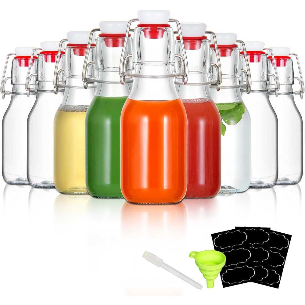 9-Pack Yeboda Airtight Swing-Top Glass Bottles, 4 oz.