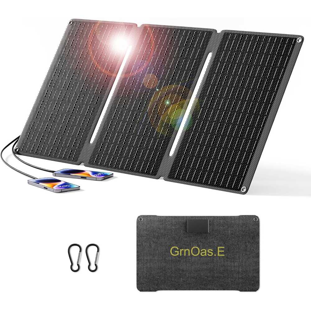 GrnOas.E 40W Foldable Solar Panel w/ USB-C, USB-A & DC Outputs