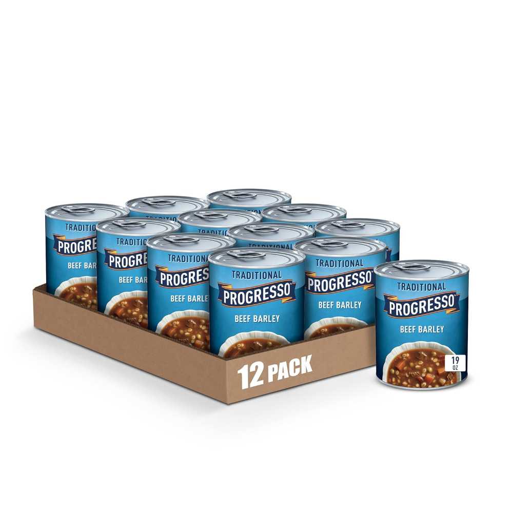 12-Pack Progresso Traditional Beef Barley Soup, 19 oz.