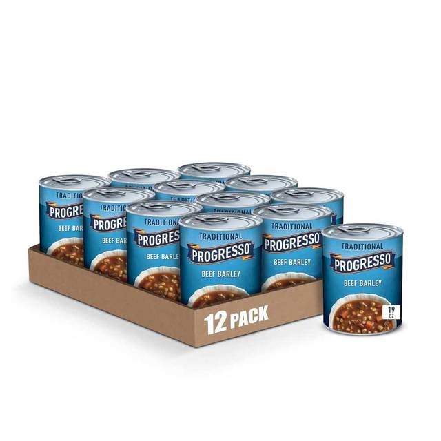 12-Pack Progresso Traditional Beef Barley Soup, 19 oz.