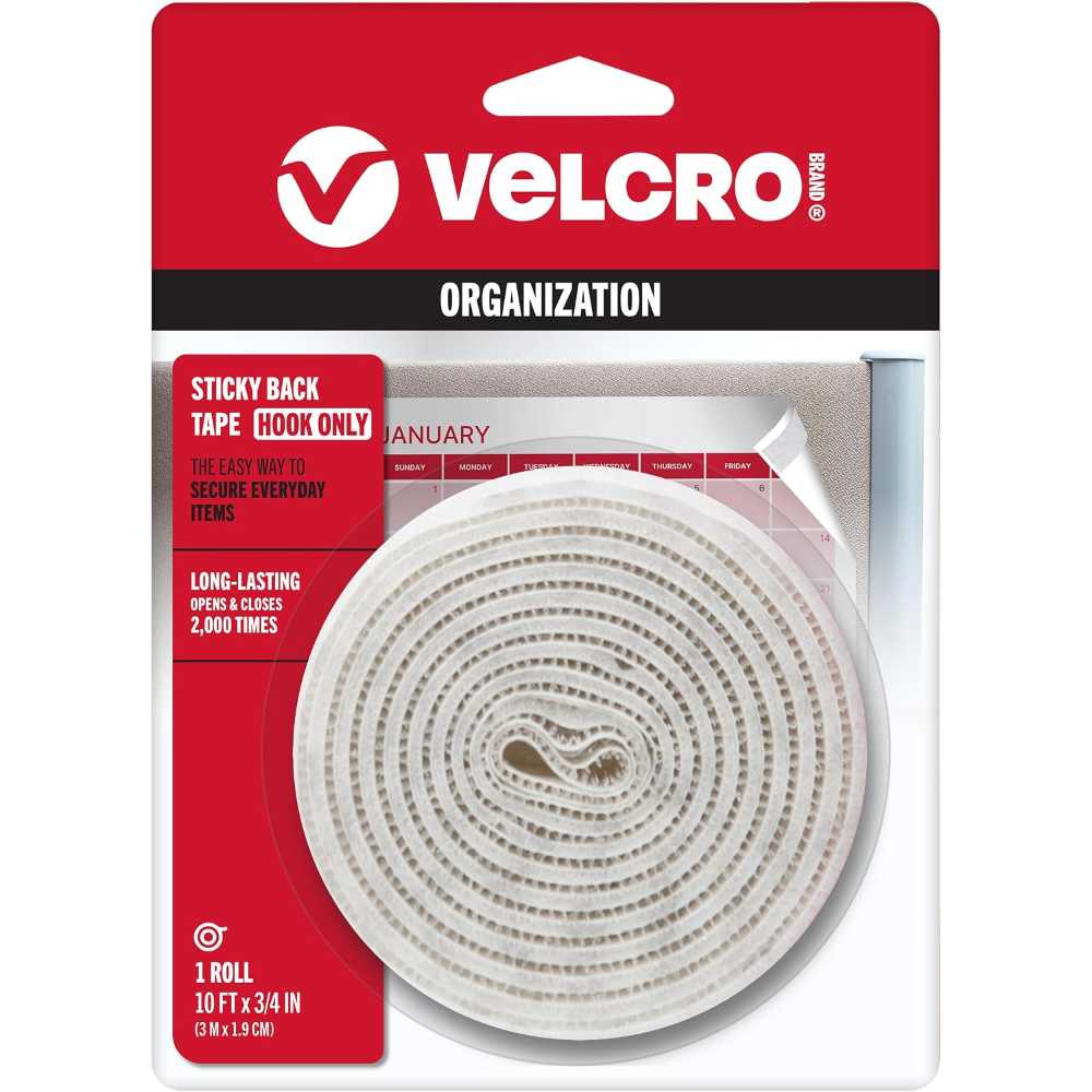 Velcro Brand Sticky Back Fasteners, Hook Only (10' x 0.75")