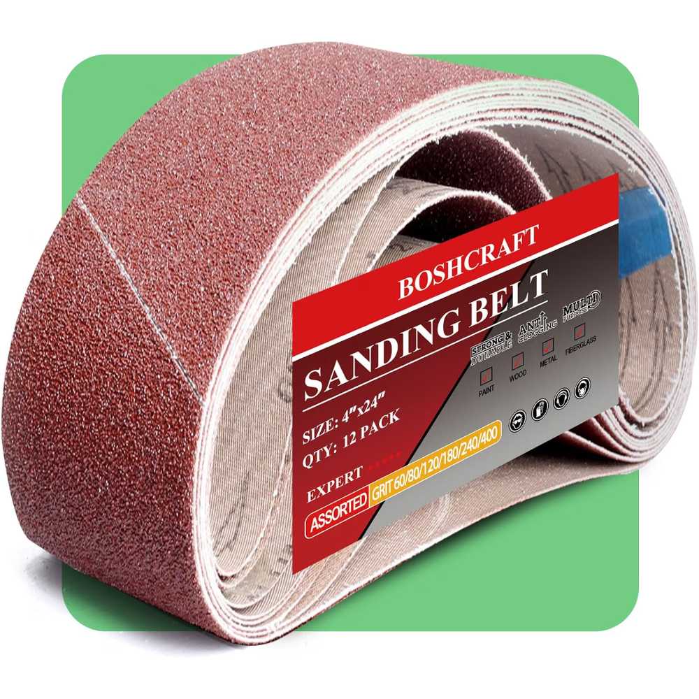 12-Pack Boshcraft 4" x 24" Sanding Belts (Various Grit)